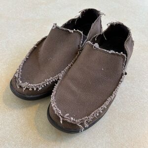CROCS Mens Santa Cruz Canvas 9 Brown canvas loafer